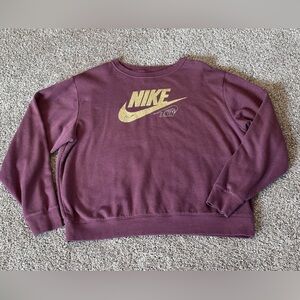 Nike Women's Maroon and Gold Glitter Crew Neck Sweatshirt Size Medium